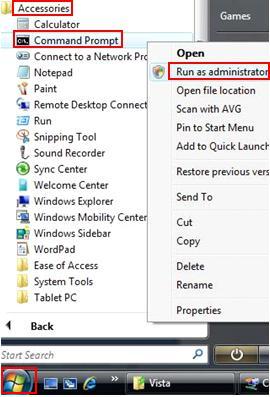 Vista Command Prompt Run as Administrator